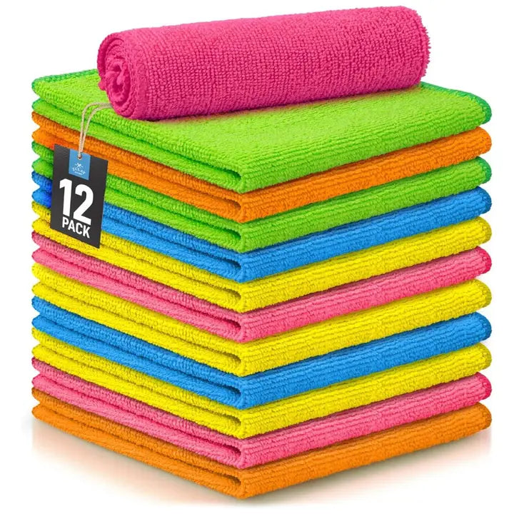 12-Pack Microfiber Cleaning Cloths – 12x12